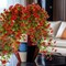 Artificial Flowers for Outdoors, 4PCS Fake Silk Hanging Flowers for Home Decor (Red)